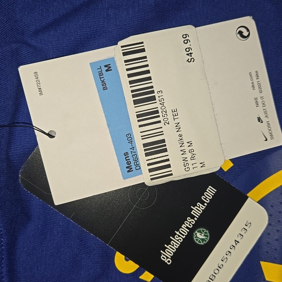 Nike Golden State Warriors Klay Thompson T-Shirt Blue/Yellow Size M NWT - Picture 8 of 10